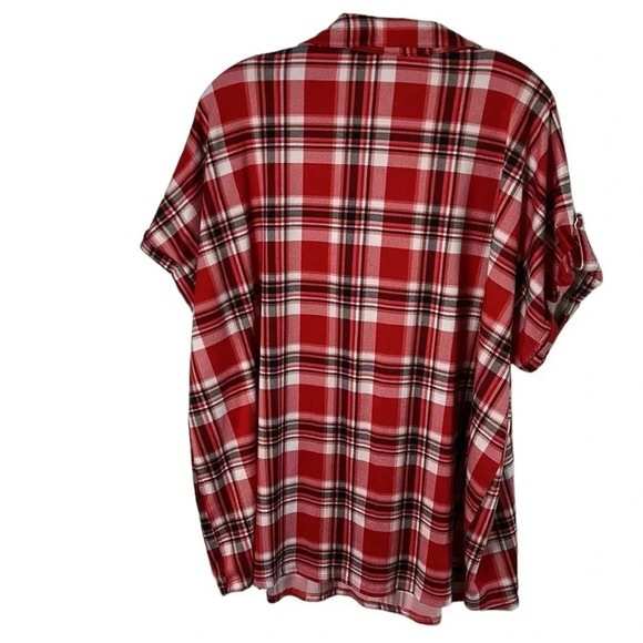 Women 3X top,red, plaid , cottage core , country vibe, cowboy, rodeo.NWOT,EC - Picture 7 of 15